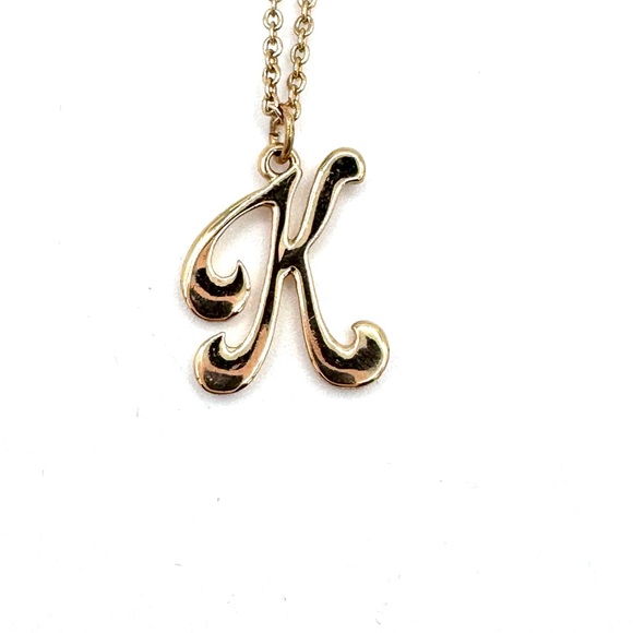 Gold Initial 'K' Pendant Necklace - Picture 1 of 2